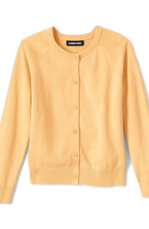 Shop Lands' End School Uniform Girls Cotton Modal Cardigan Sweater In Maize