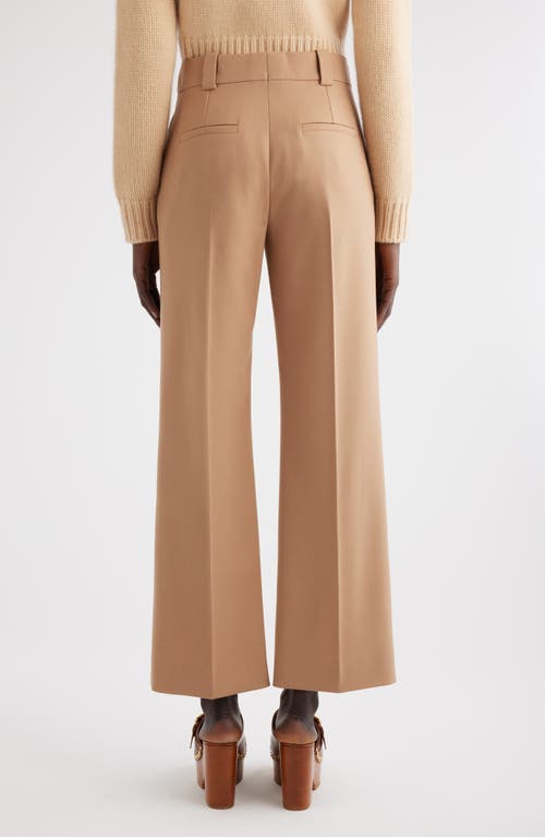 Shop Chloé High Waist Wide Leg Wool Trousers In Coconut Brown