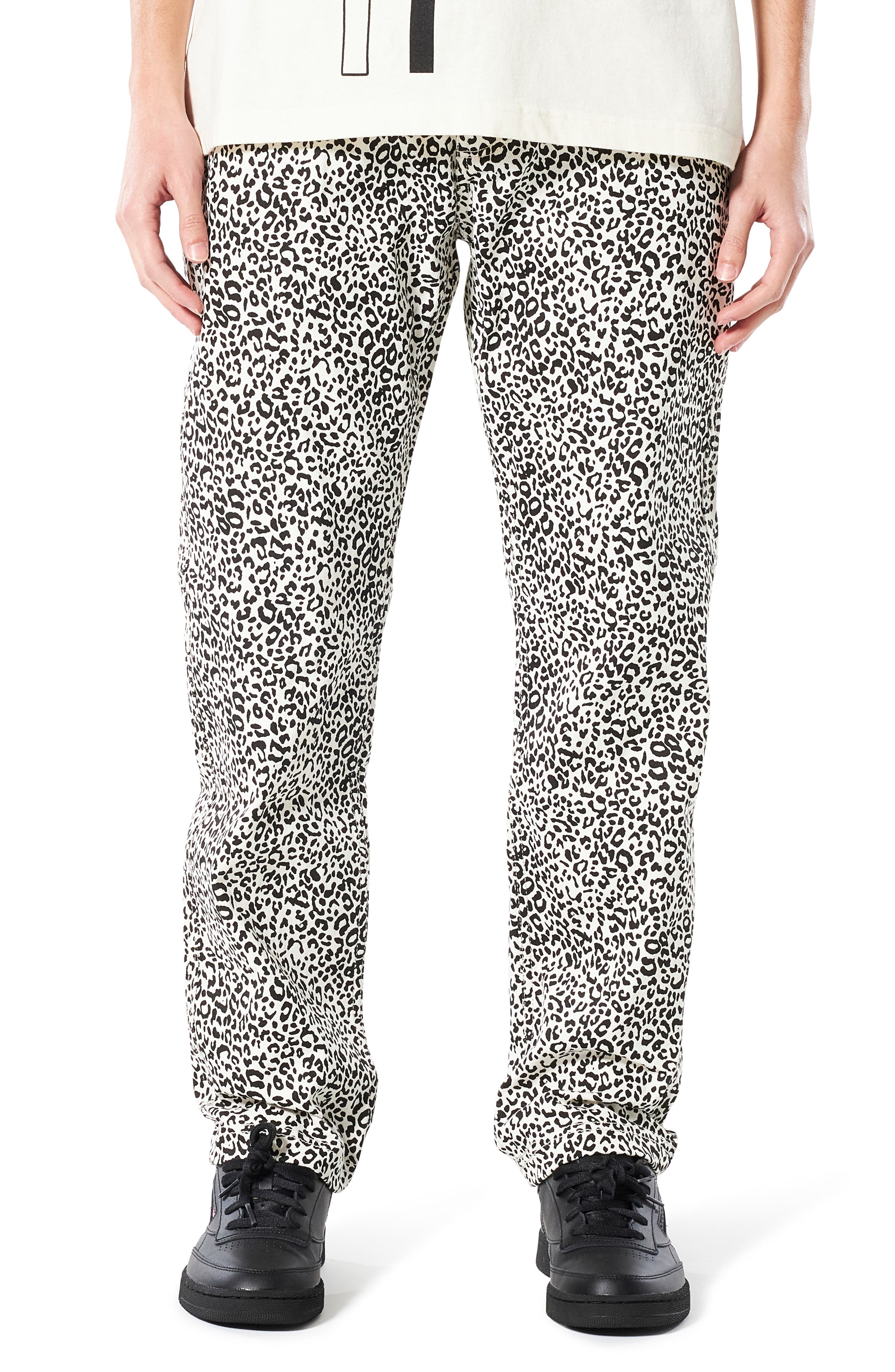 PLEASURES Crystal Cheetah Cotton Jeans 