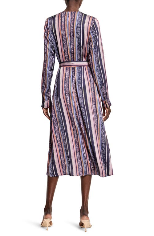 Nic + Zoe Nic+zoe Loren Animal Stripe Long Sleeve Midi Shirtdress In Indigo Multi