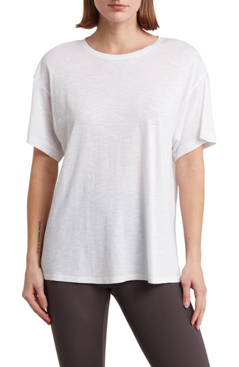 White Exercise Shirts for Women for sale