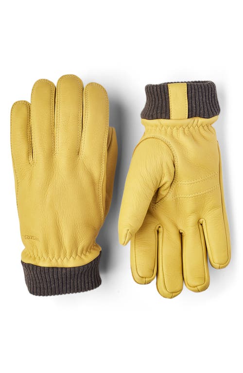 Shop Hestra Tore Deerskin Leather Gloves In Yellow