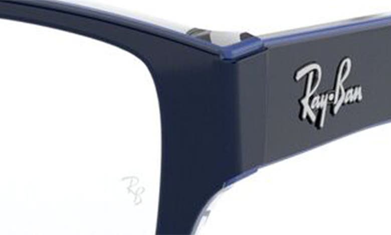 Ray Ban 54mm Rectangular Blue Light Blocking Glasses In Transparent Grey