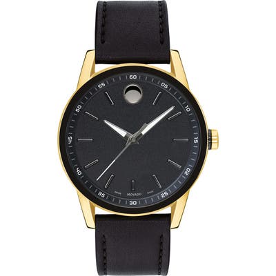 Movado Leather Strap Watch, 42Mm