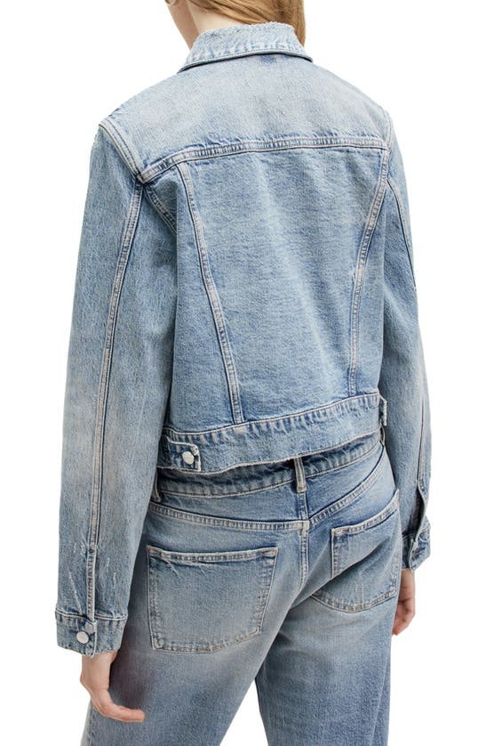 Shop Allsaints Juno Distressed Denim Jacket In Vintage Indigo