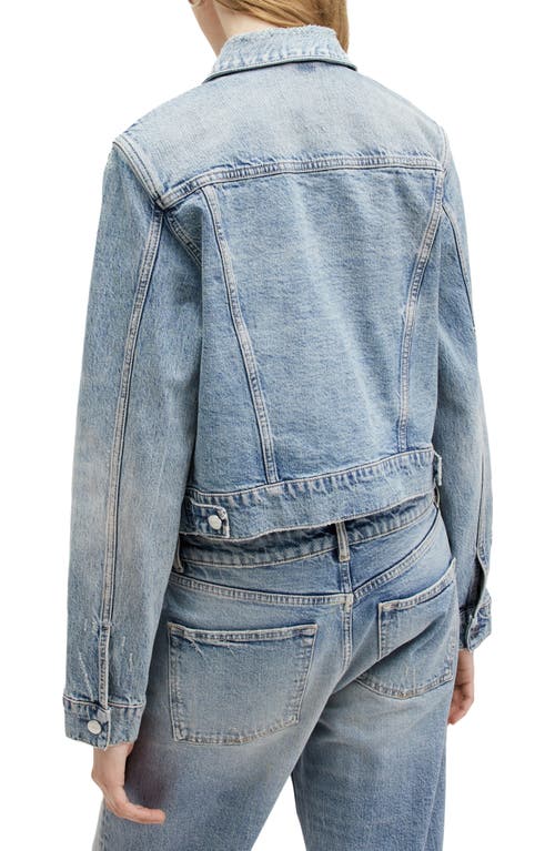 Allsaints Womens Vintage Indigo Juno Pact-pocket Slim-fit Denim Jacket In Vintage Indigo