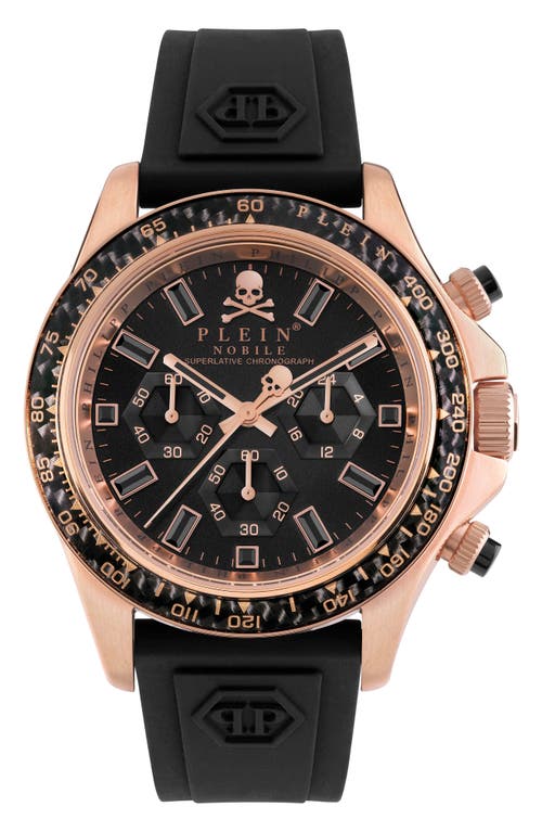 PHILIPP PLEIN Nobile Racing Silicone Strap Chronograph Watch, 43mm in Ip Rose Gold at Nordstrom