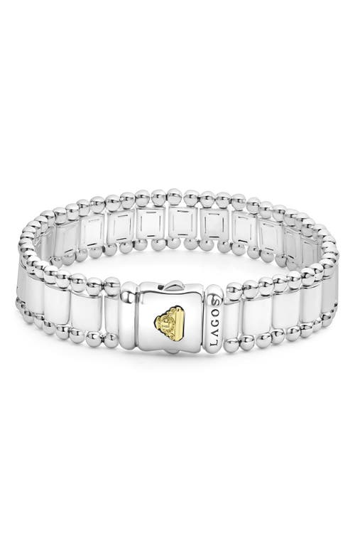 Shop Lagos Anthem Caviar Lined Bracelet In Silver