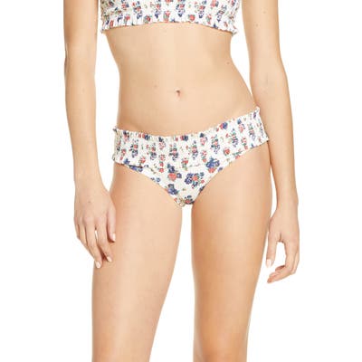Tory Burch Costa Smocked Bikini Bottoms, Ivory