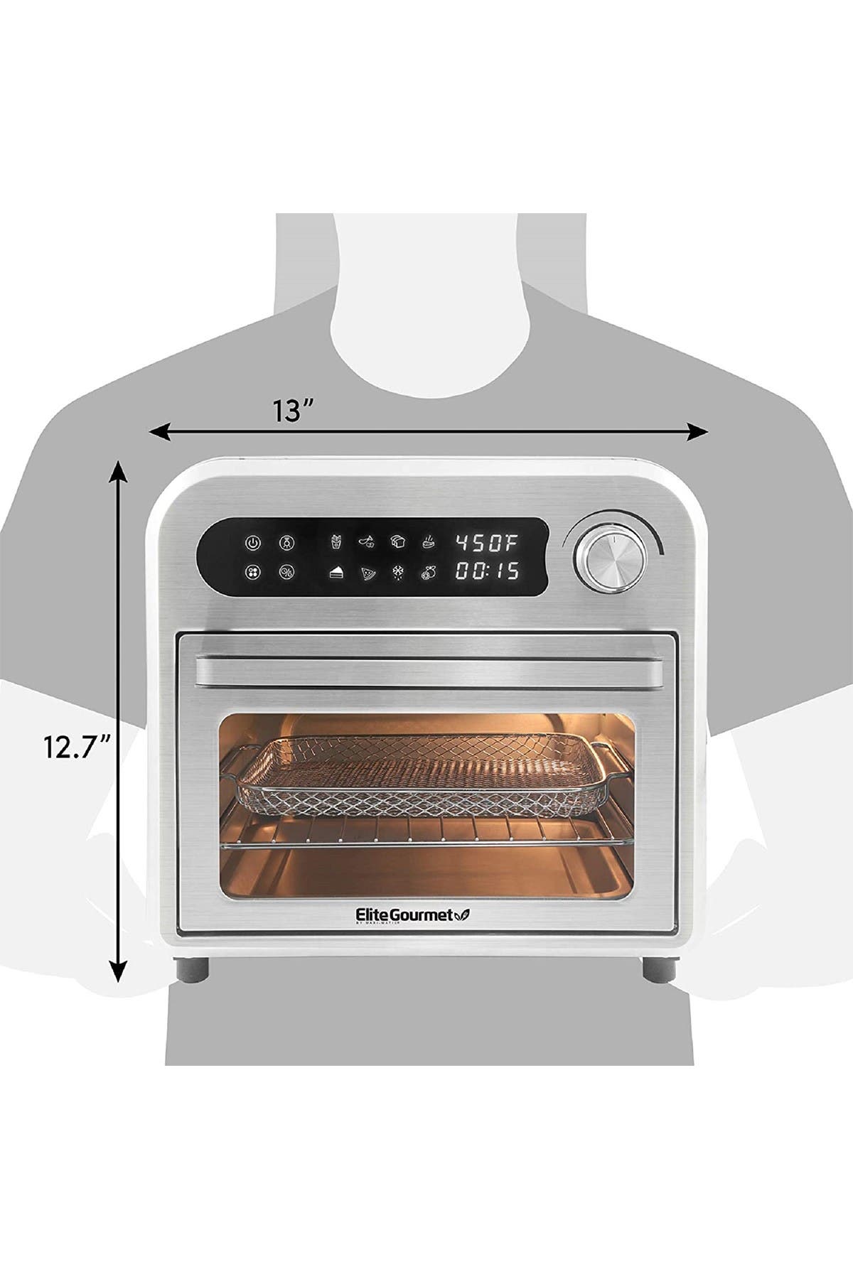 Maximatic Elite Gourmet Infiniteuse Air Fryer Oven, Stainless Steel