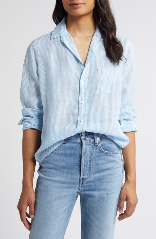 Frank & Eileen Eileen Relaxed Button-Up Shirt in Turq Stripe 