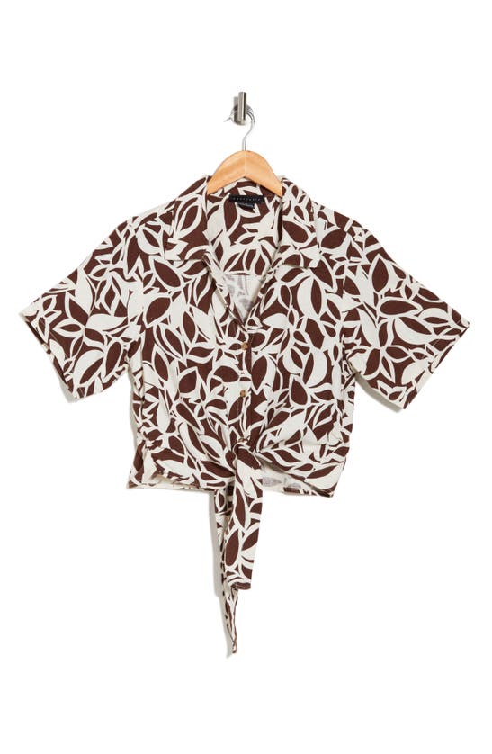 Shop Sanctuary Baja Linen Blend Button-up Shirt In Beechwood Print