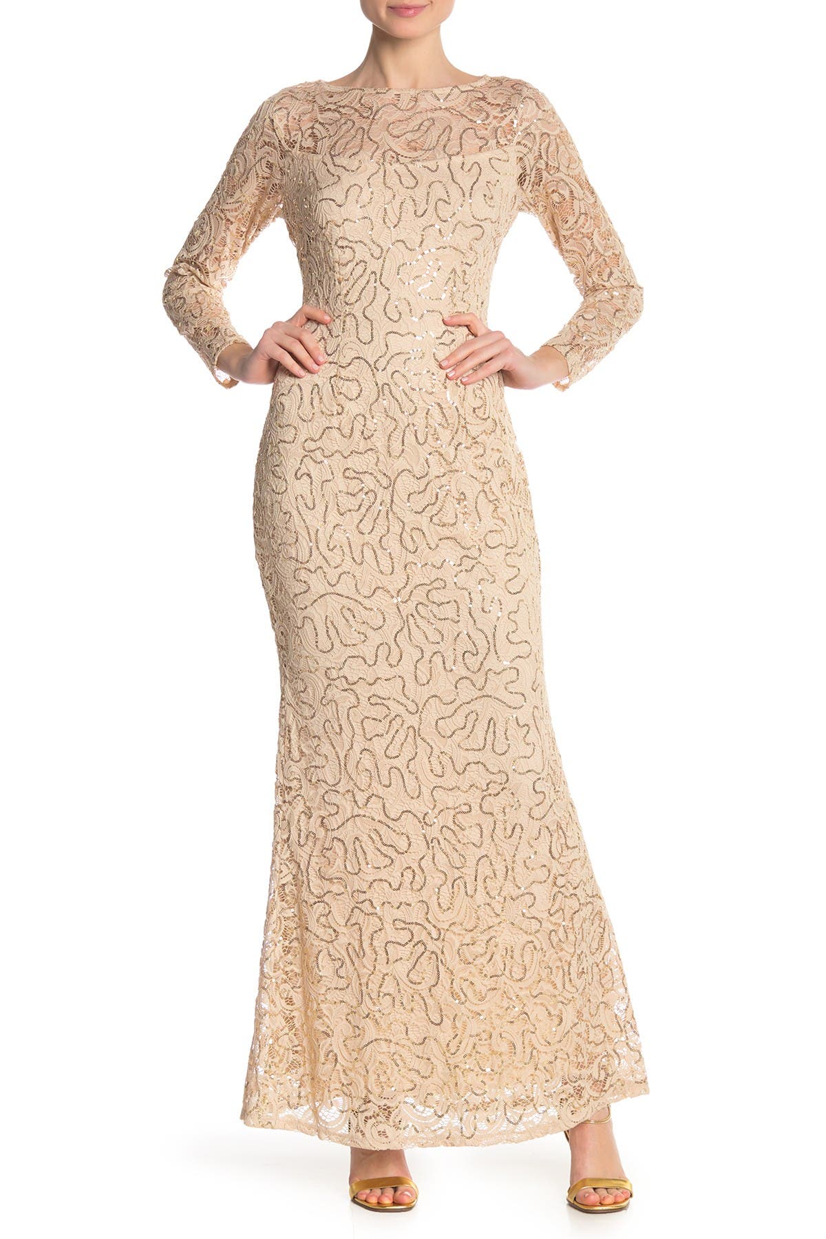 Marina | Sequin Lace Long Sleeve Gown | Nordstrom Rack