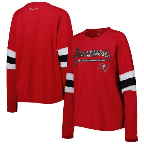 Women's Tommy Hilfiger Red Tampa Bay Buccaneers Justine Long Sleeve Tunic T-Shirt