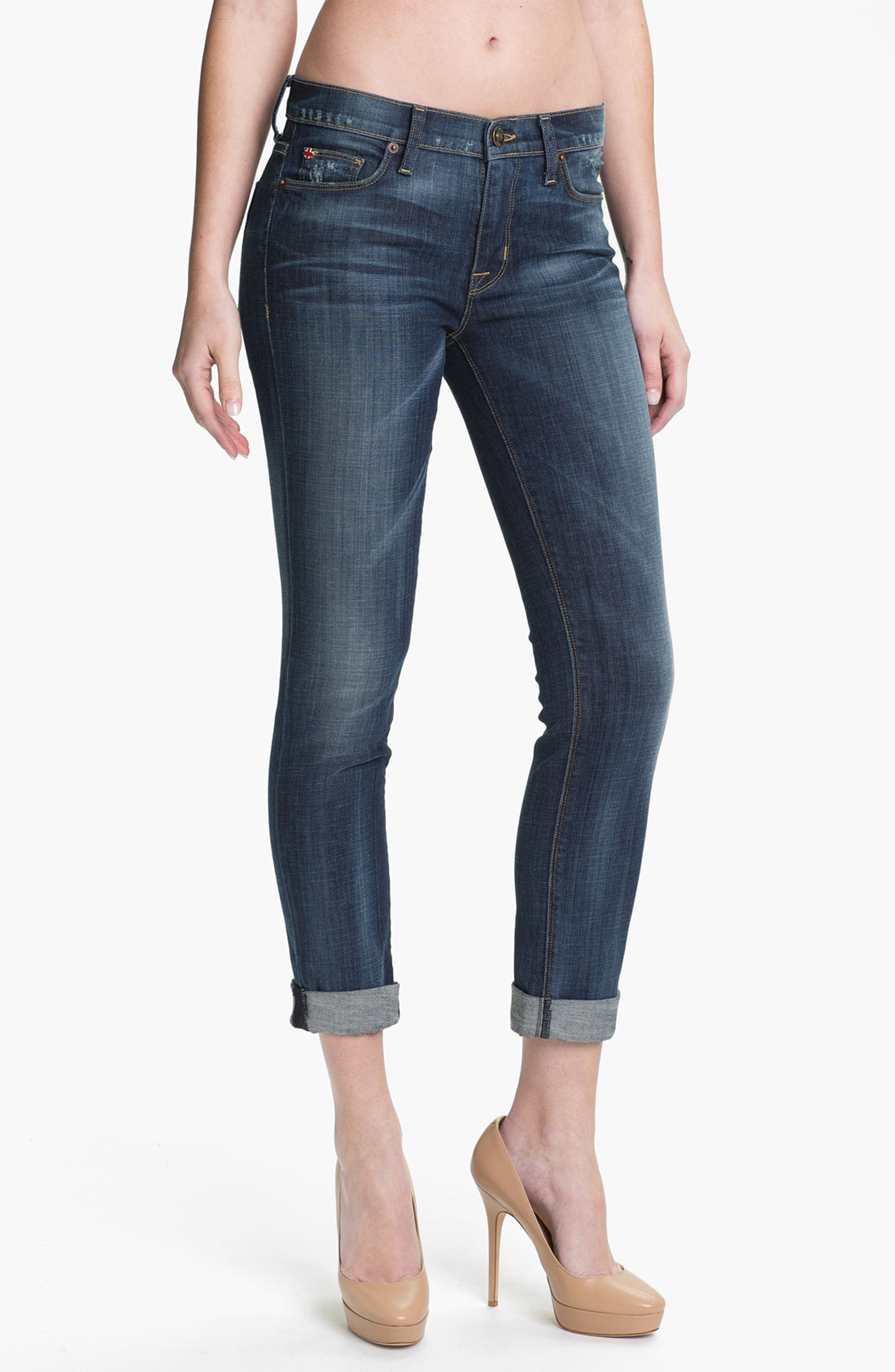 Hudson Jeans 'Tilda' Cuffed Straight Leg Stretch Jeans (Blue) | Nordstrom