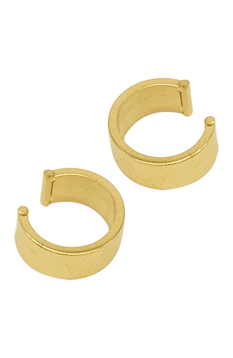14K Yellow Gold Vermeil Stainless Steel Cuff Earring