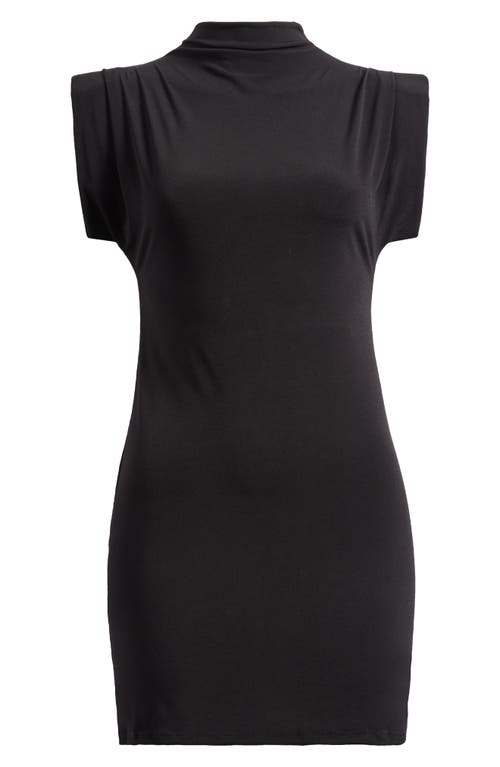 Nasty Gal Slinky Padded Shoulder Minidress In Black