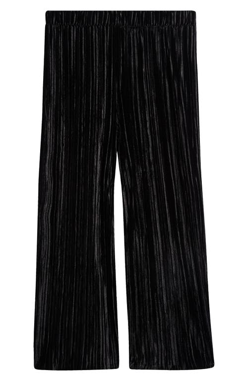 Shop Good Luck Girl Kids' Crinkle Velvet Wide Leg Pants In Black