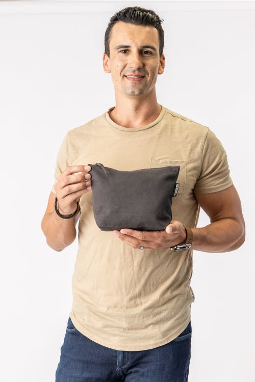 Terra Thread Organic Cotton Makeup Bag In Charcoal Grey