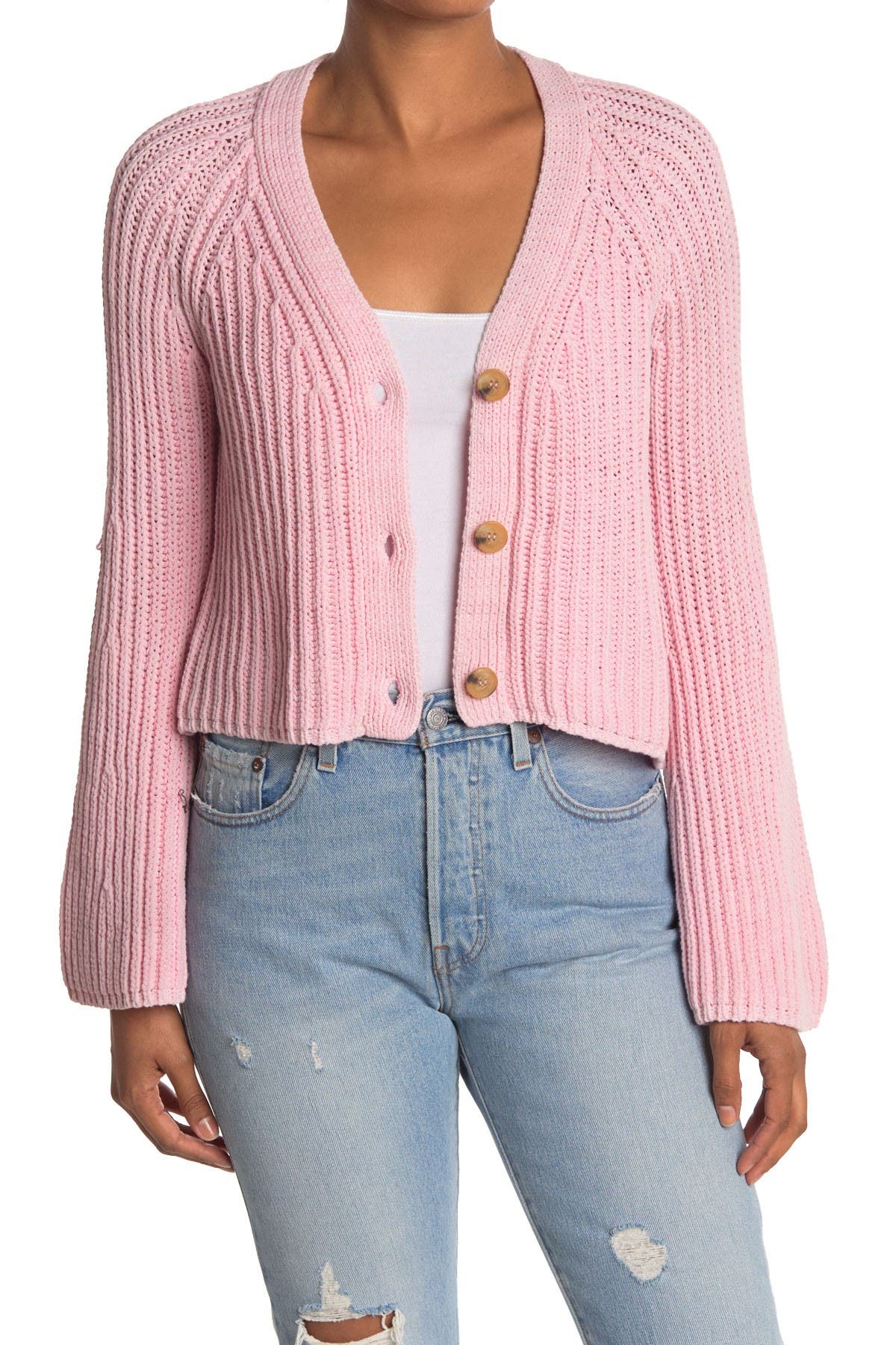 v neck cropped cardigan