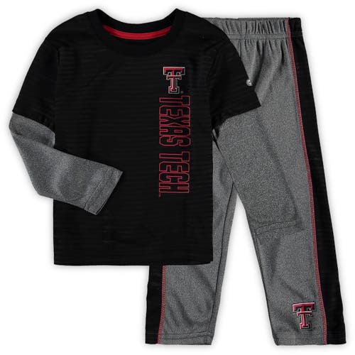 Toddler Colosseum Black/Heathered Gray Texas Tech Red Raiders Bayharts Long Sleeve T-Shirt and Pants Set