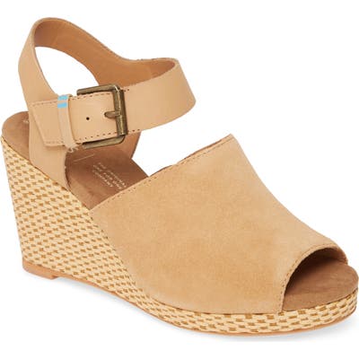 Toms Tropez Wedge Slingback Sandal, Beige