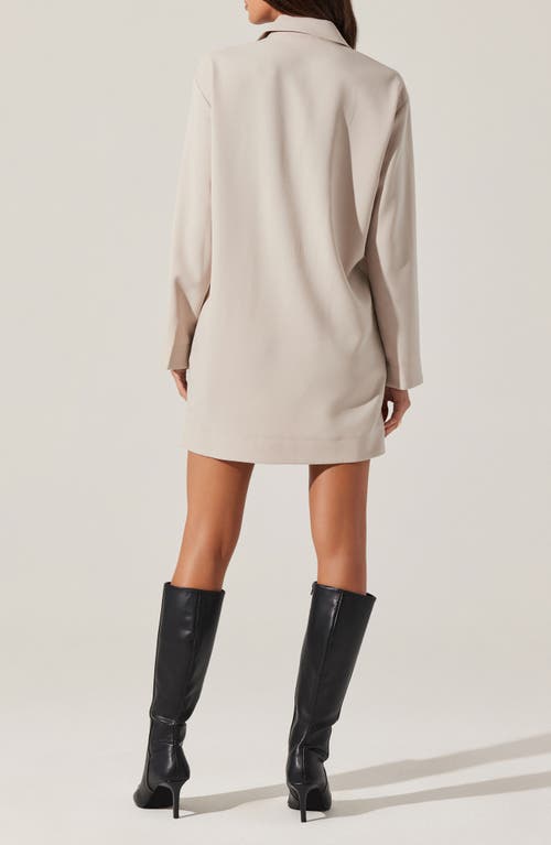 Astr The Label Collar Long Sleeve Shift Dress In Cream