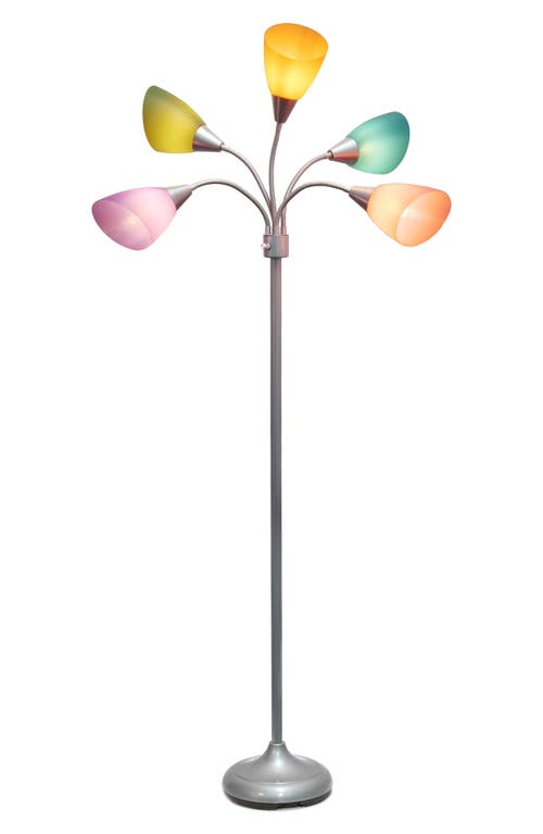 Shop Lalia Home Five Light Goose Neck Floor Lamp In Silver/multicolor Shades