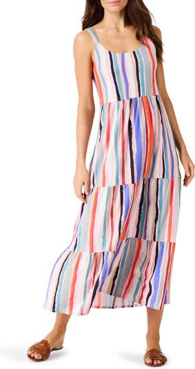 NZT by NIC+ZOE Painted Stripe Tiered Midi Sundress | Nordstrom