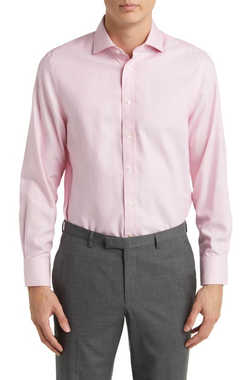 Clifton Slim Fit Non-Iron Cotton Twill Dress Shirt in Pink