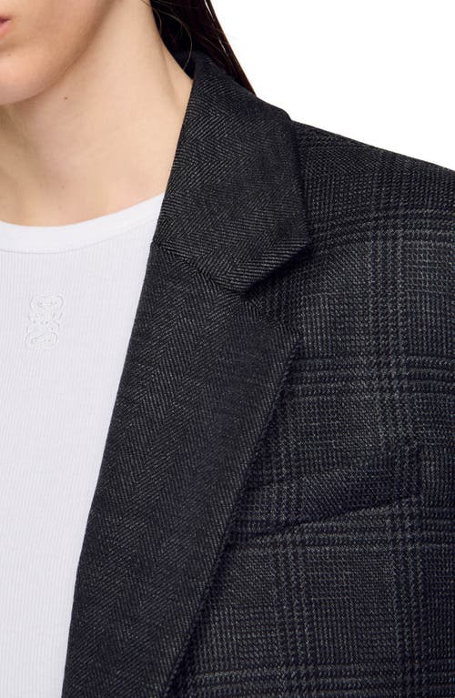 Shop Sandro Checked Suit Jacket In Dark Grey