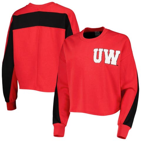 Women's Pressbox Red Wisconsin Badgers Comfy Cord Corduroy Crewneck  Sweatshirt
