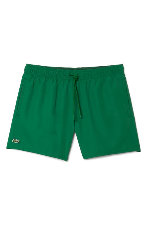 Shop Lacoste Recycled Polyester Swim Trunks In Khi Roquette/vert