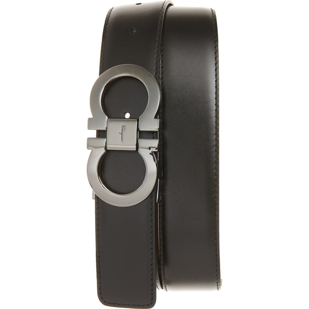 Ferragamo Reversible Leather Belt In Black/auburn
