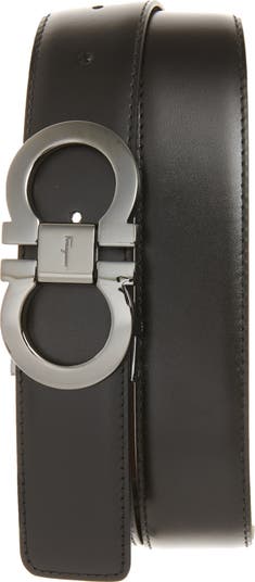 Salvatore Ferragamo Mens Black/Brown Leather Reversible Belt (38) at   Men's Clothing store