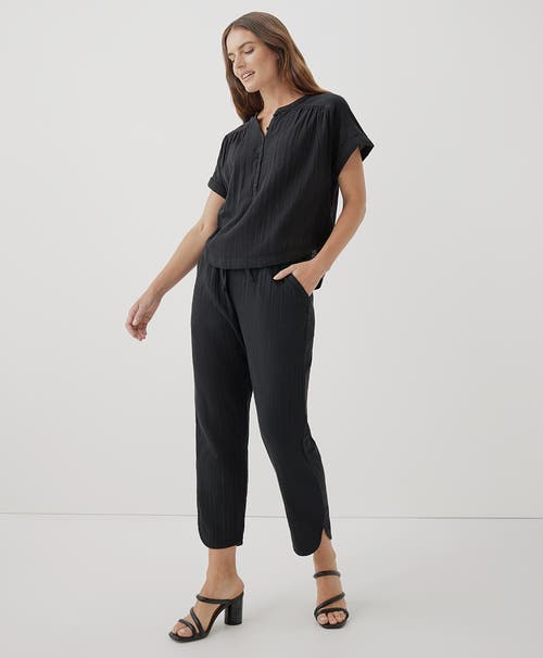 Shop Pact Organic Coastal Double Gauze Tapered Pull-on Pant In Black