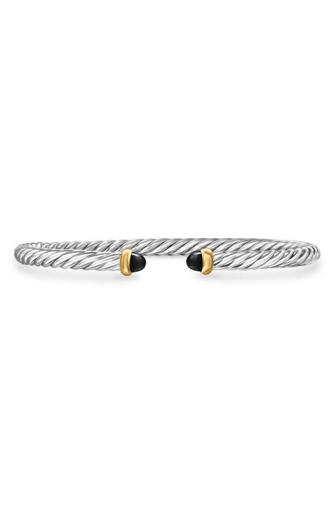 Cable Flex Bracelet in Sterling Silver with 14K Yellow Gold, 4mm