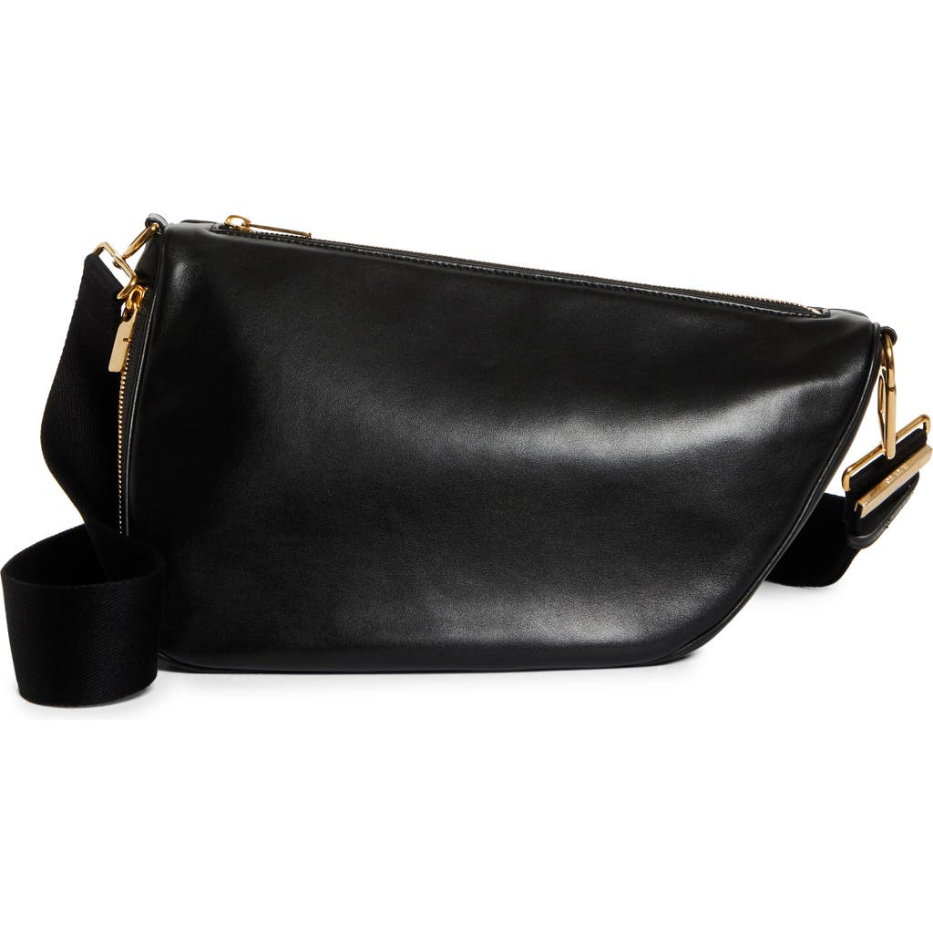 Burberry Shield Leather Bag In Black