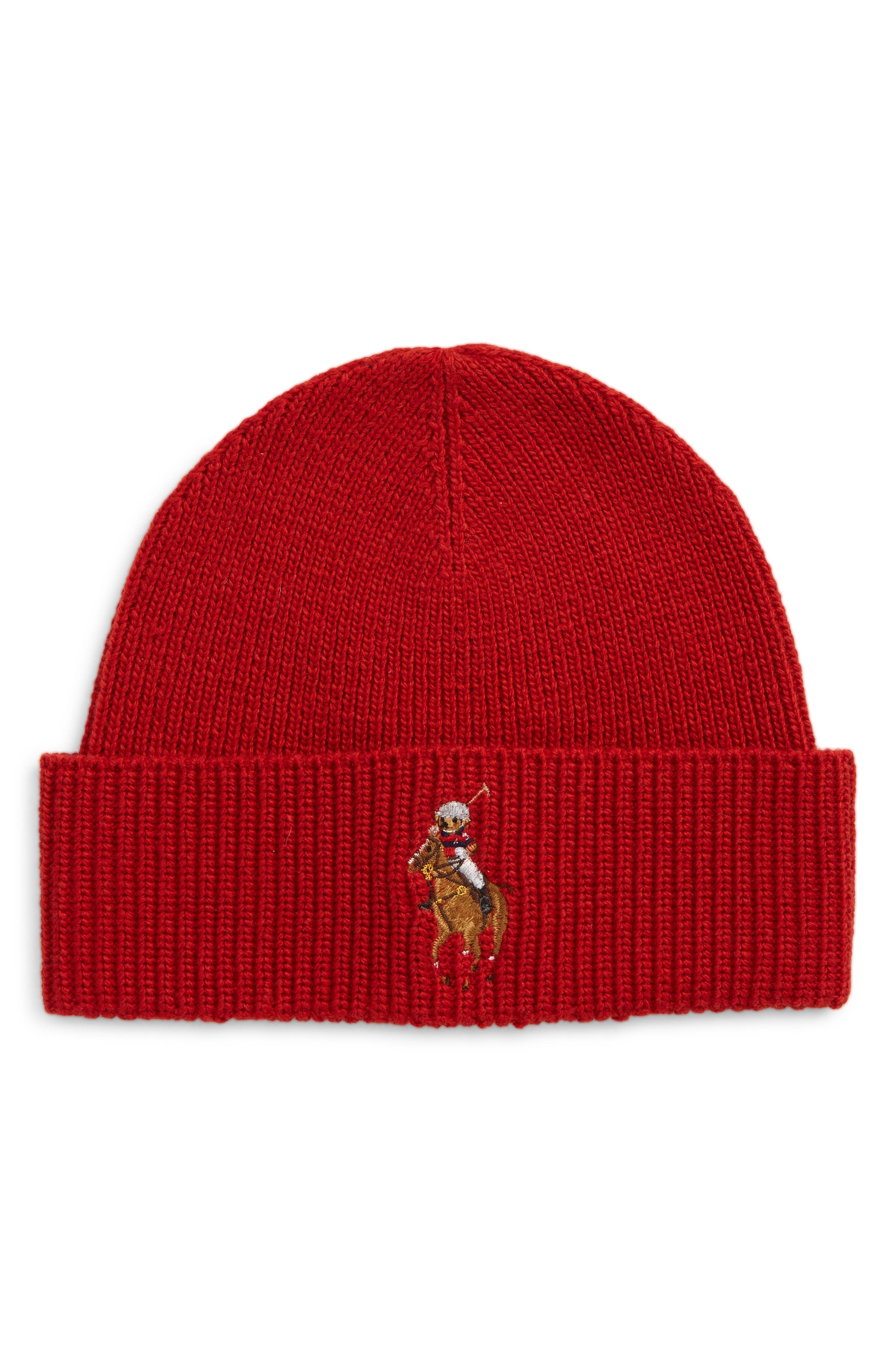 polo bear beanie red