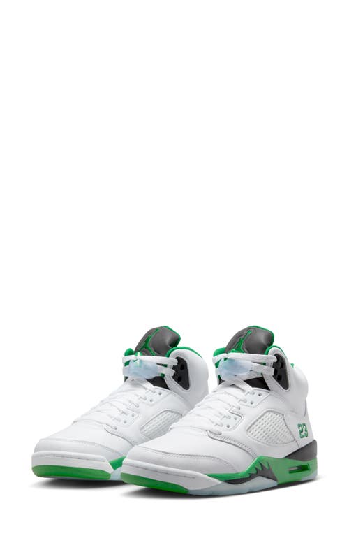 Shop Jordan Air  5 Retro Low Bluebird Sneaker In White/green/black