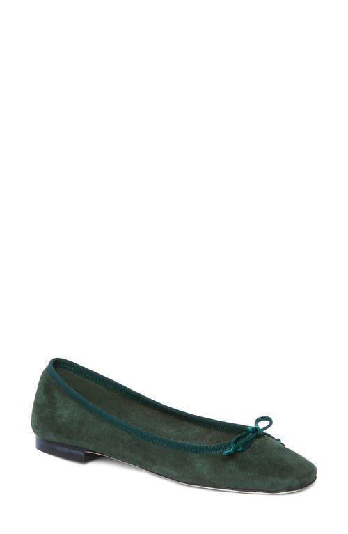 Shop Ann Mashburn Square Toe Ballet Flat In Forest Suede