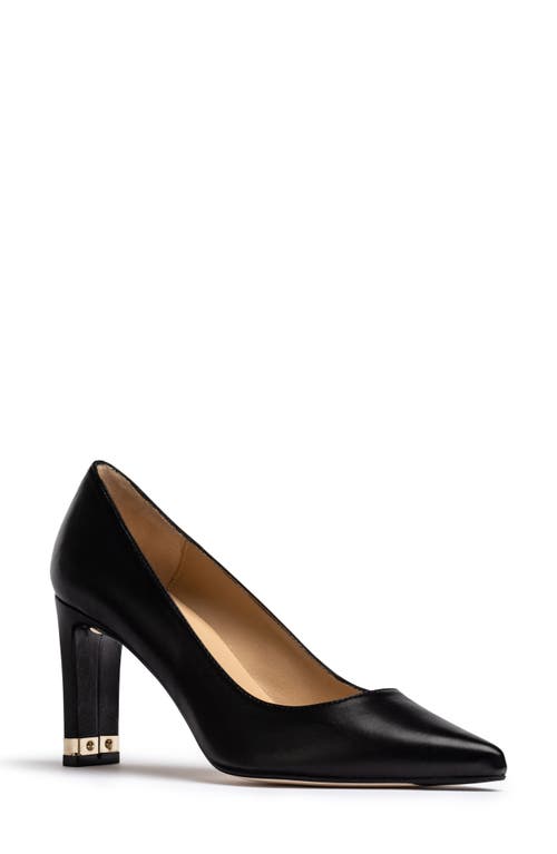 Perla Ram Pointed Toe Pump in Black Leather