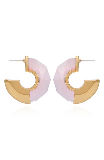 Shop Vince Camuto Clearly Disco Hoop Earrings In Light Pink/gold Tone