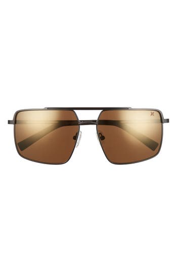 Hurley Explorer 58mm Polarized Navigator Sunglasses In Brown