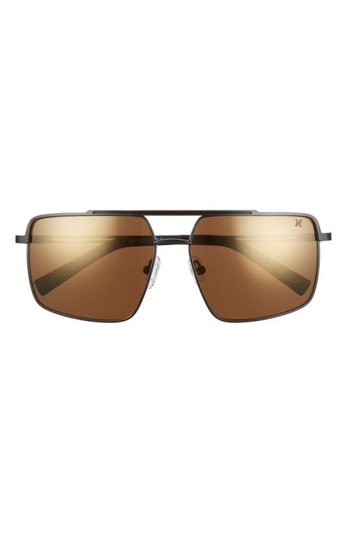 Shop Hurley Explorer 58mm Polarized Navigator Sunglasses In Matte Black/brown Base