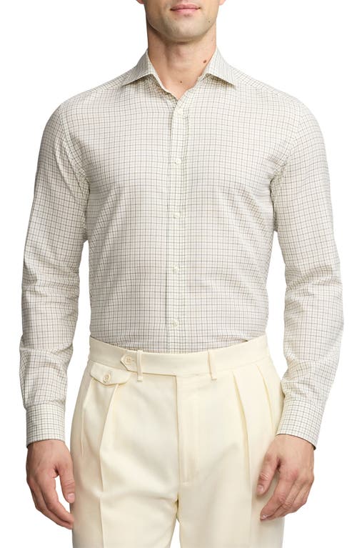 Shop Ralph Lauren Purple Label Mini Tattersall Cotton Button-up Shirt In Light Mel Grey Cream