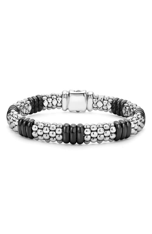 Shop Lagos Black Caviar Ceramic Rope Bracelet In Black/silver