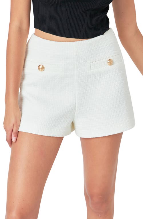 Endless Rose High Waist Tweed Shorts In White