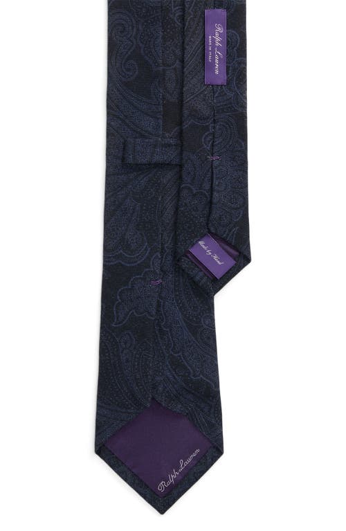 Shop Ralph Lauren Purple Label Paisley Cashmere & Silk Tie In Navy