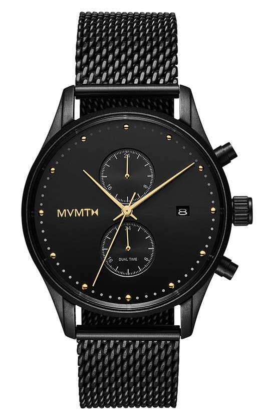 Mvmt Men's Voyager Black Stainless Steel Mesh Bracelet Watch, 42mm